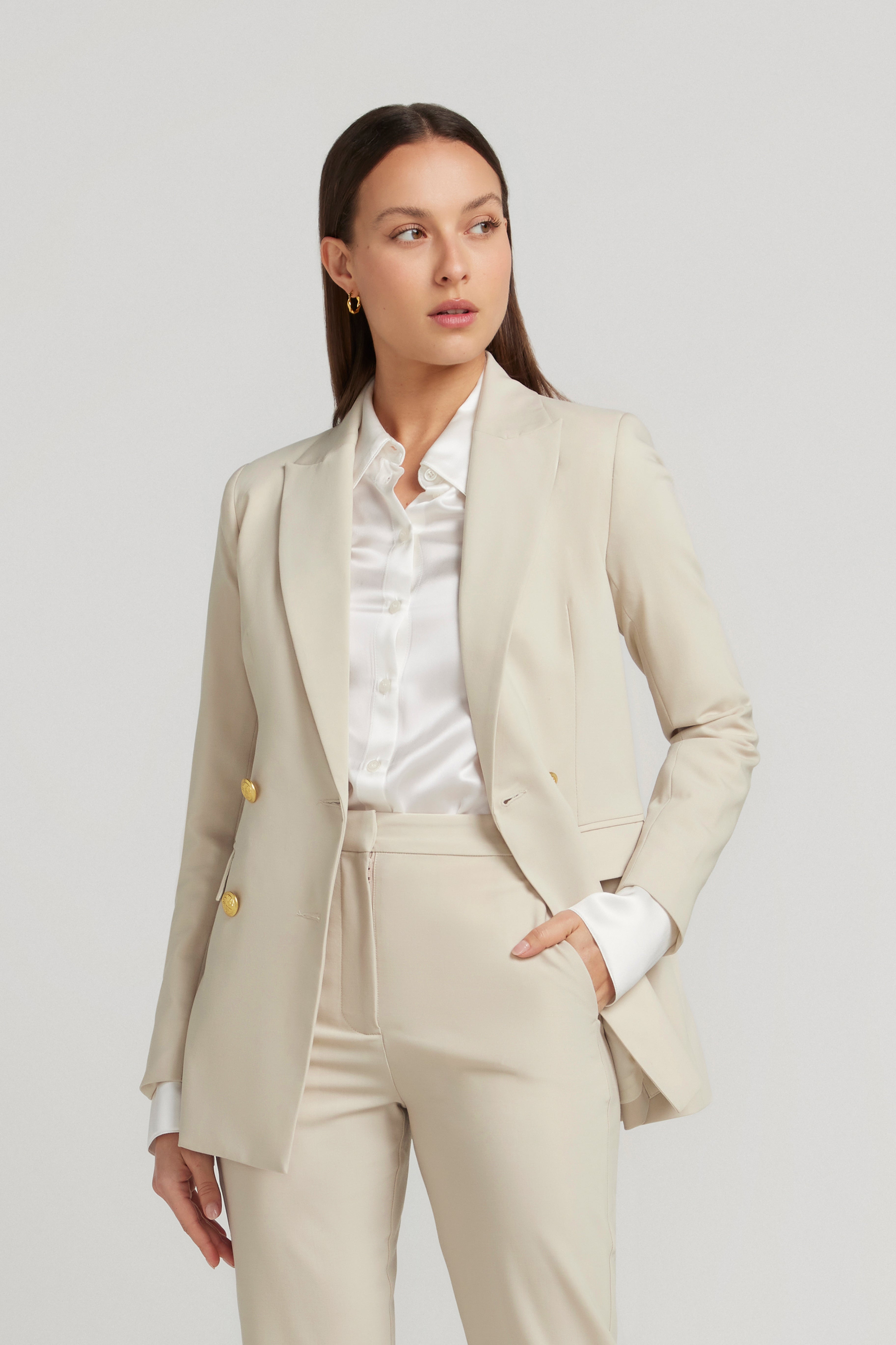 DOUBLE BREASTED BLAZER LATTE