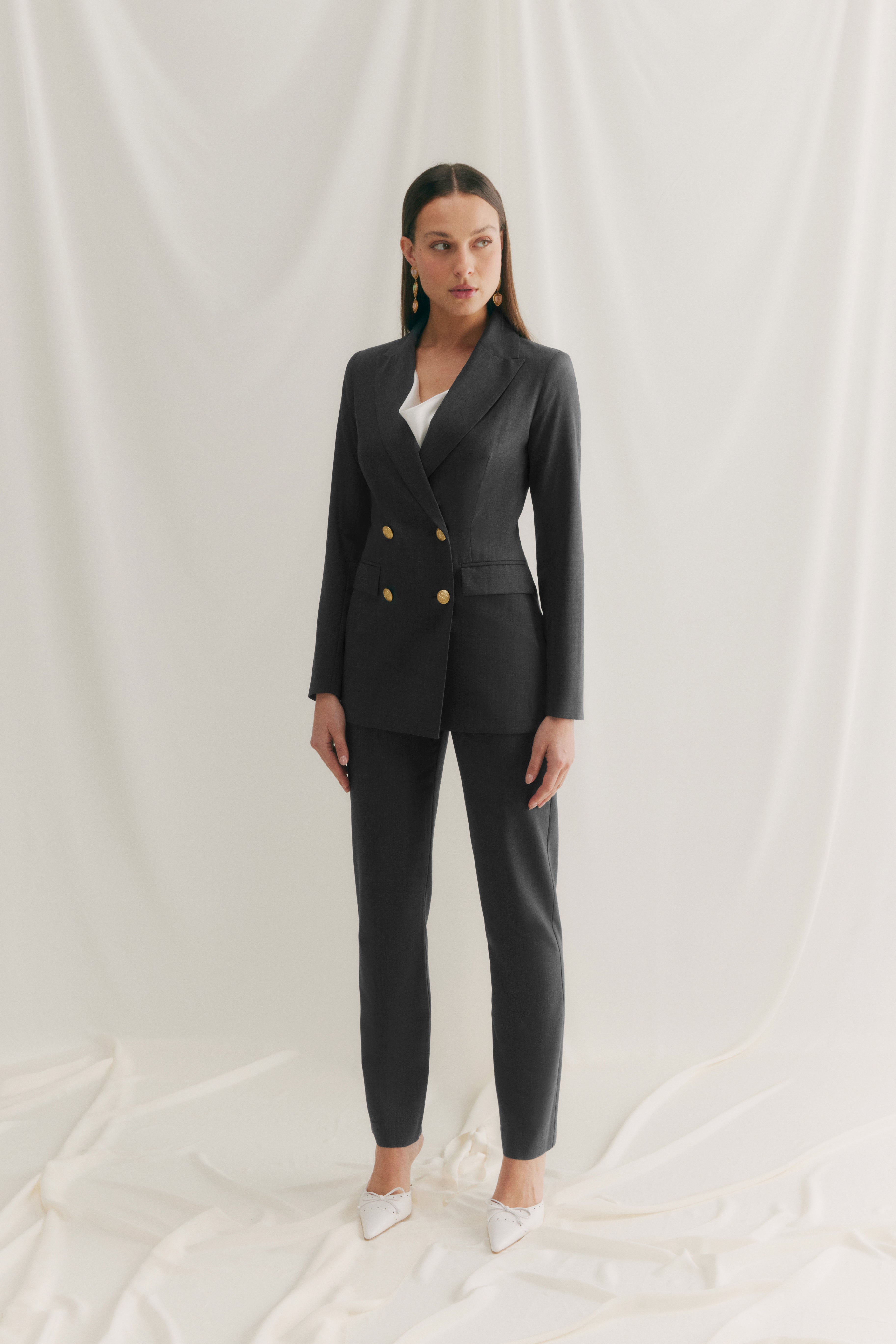 DOUBLE BREASTED BLAZER GREY