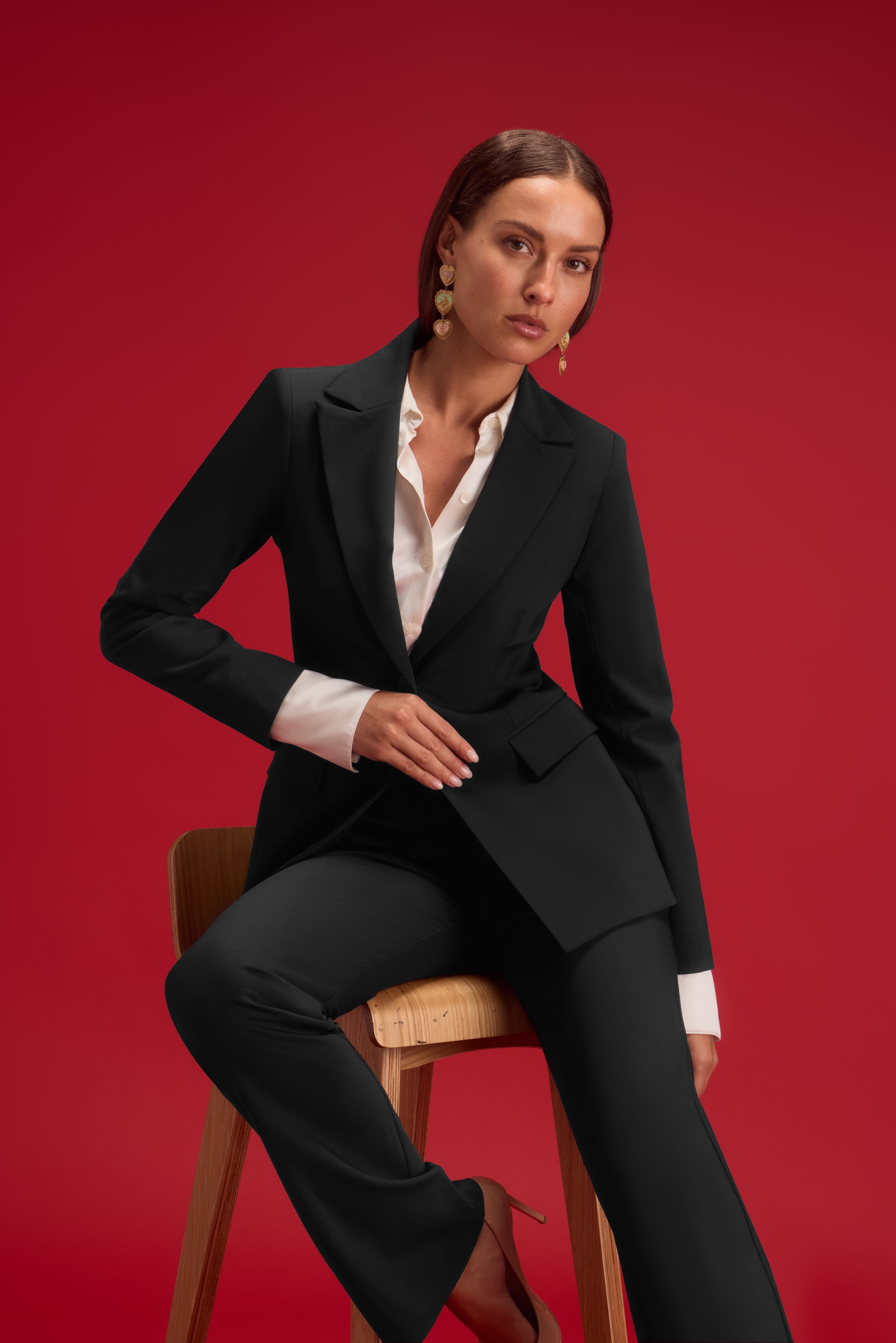 LONGLINE TROUSER SET BLACK