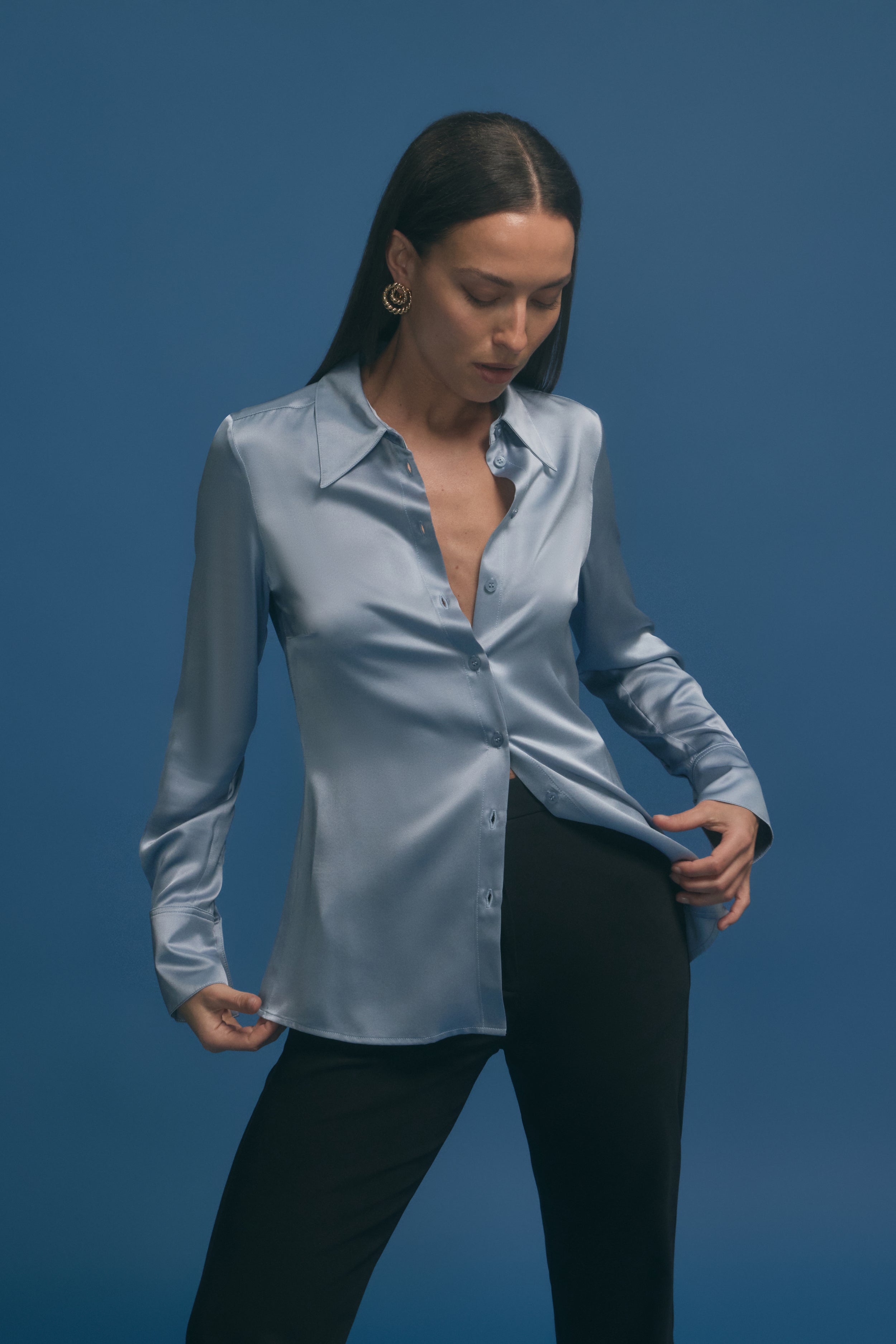 SILK SHIRT - HYDRANGEA